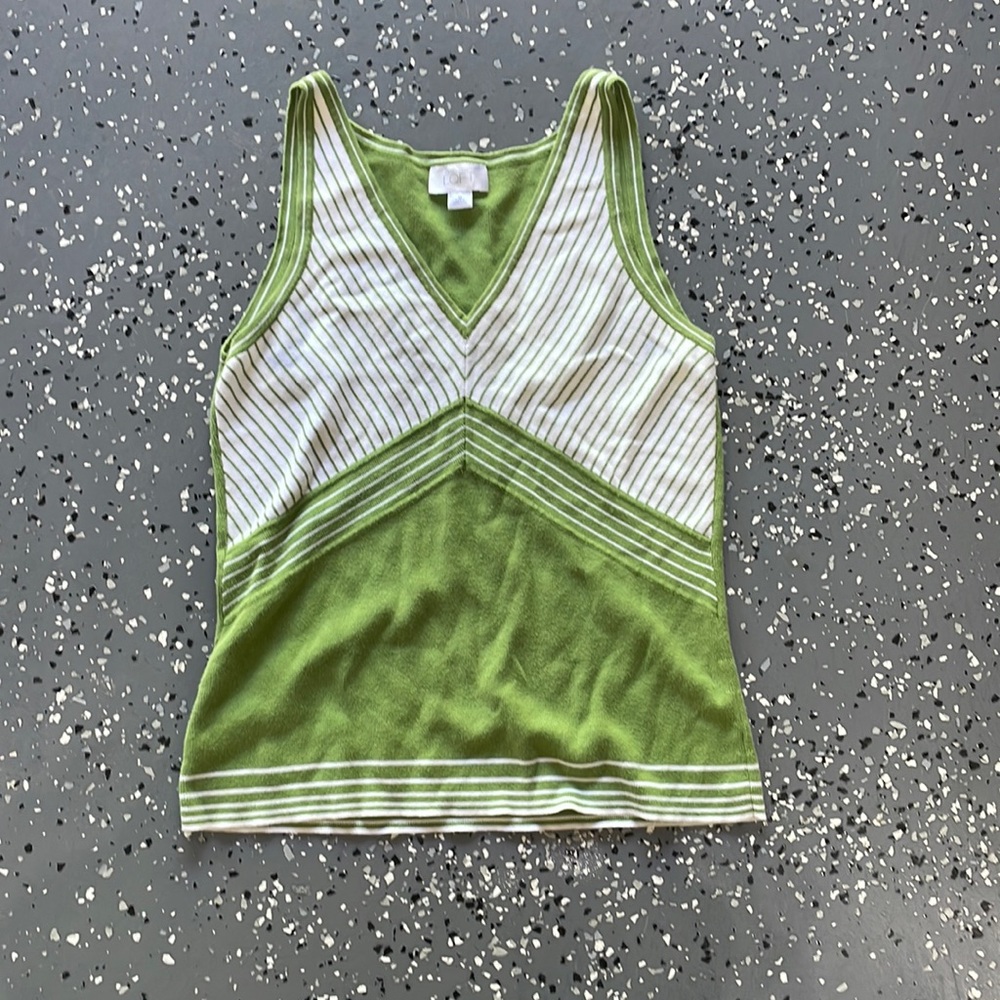 Green/White Knit Tank-top